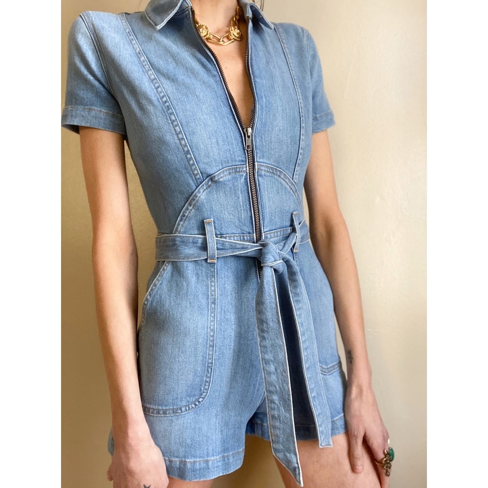 NWT Alice and Olivia denim romper - Picture 1 of 8
